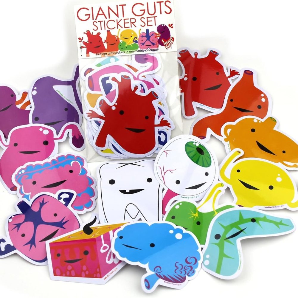 I Heart Guts Sticker Pack - 15 Fun Anatomy Stickers!